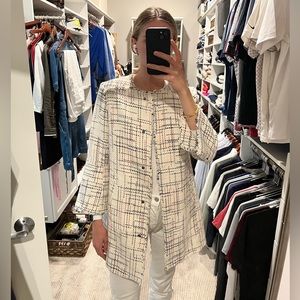 Banana Republic Collarless Tweed Bell Sleeve Coat